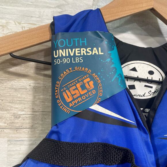 Maui and Sons Life Vest Water Skiing Wake Boarding USCG Blue Youth 50-90lbs - Picture 3 of 4